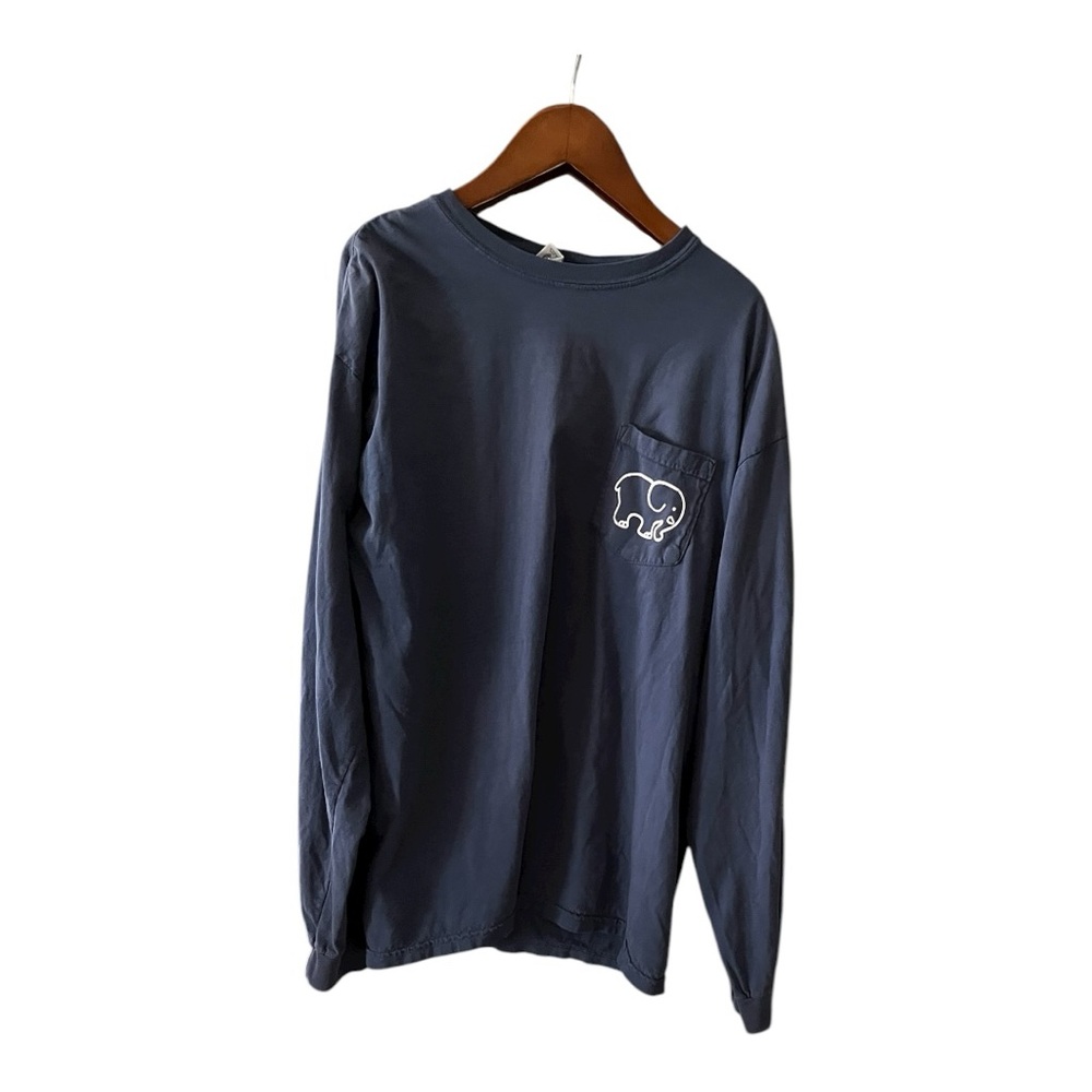 Ivory Ella Women’s Large Blue Long Sleeve T-Shirt‎ Paisley Elephant Logo